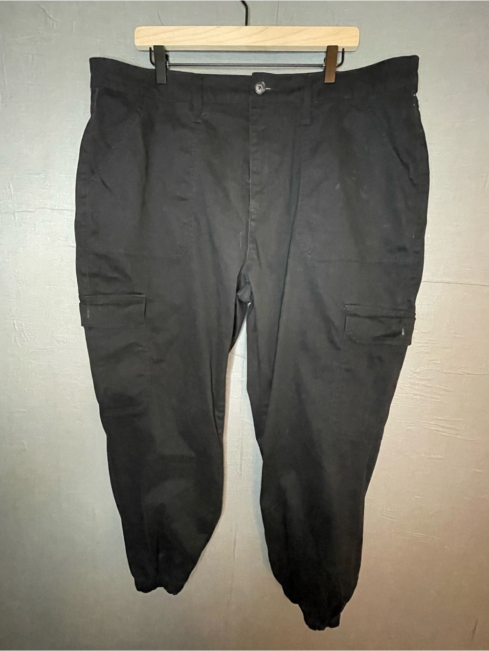 Terra & Sky 20W Cargo Jogger Pants Black Plus Size Stretch Twill Utility Casual